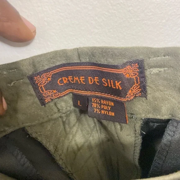 New Vintage CREME DE SILK Olive Green Poly & rayon Mix Pant Mens Size L Waist 36